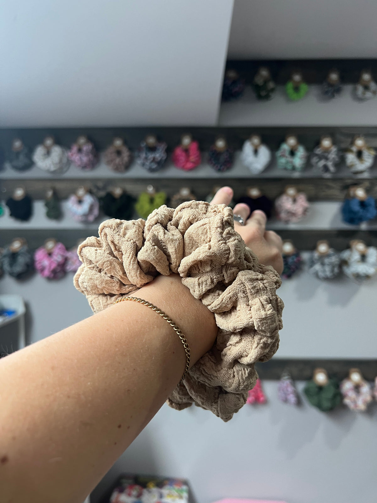 Beige Bubble Scrunchie 